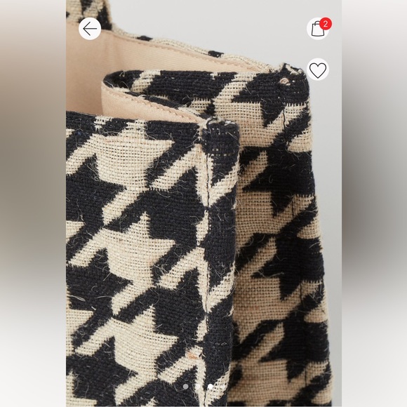 SOLD OUT H&M Jacquard Weave Houndstooth Handbag Tote. Black & White. NWT. - Picture 4 of 13